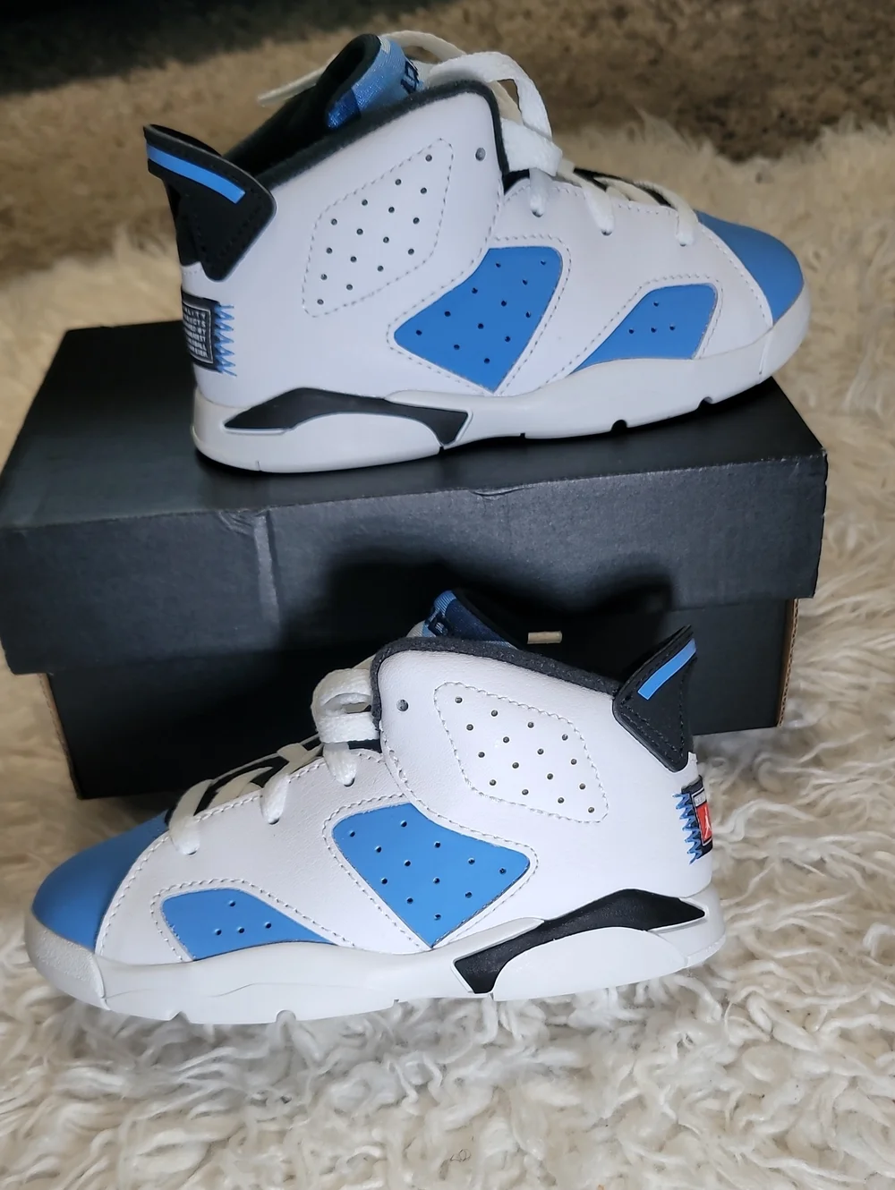Jordan Kids White and Light Blue High-Top Sneakers